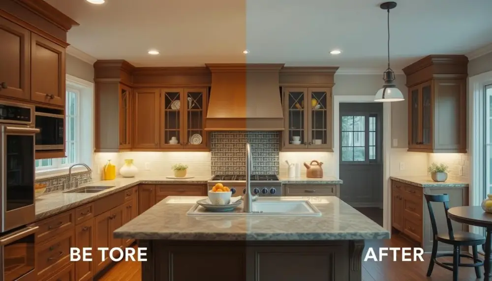 Kitchen renovation video showcasing a before-and-after transformation