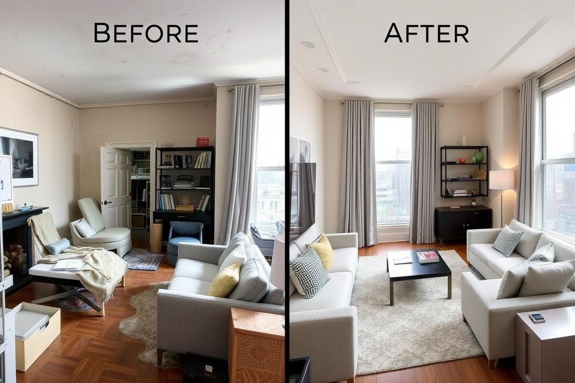 Before and after transformation of a New York apartment by interior designers